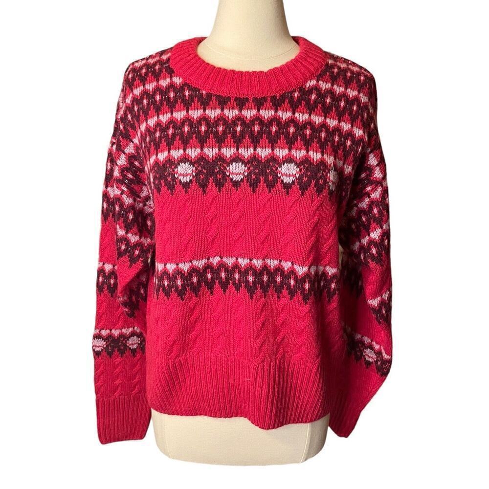 Scotch & Soda Fair Isle Sweater Alpaca Wool Blend Magenta Women’s XL $198